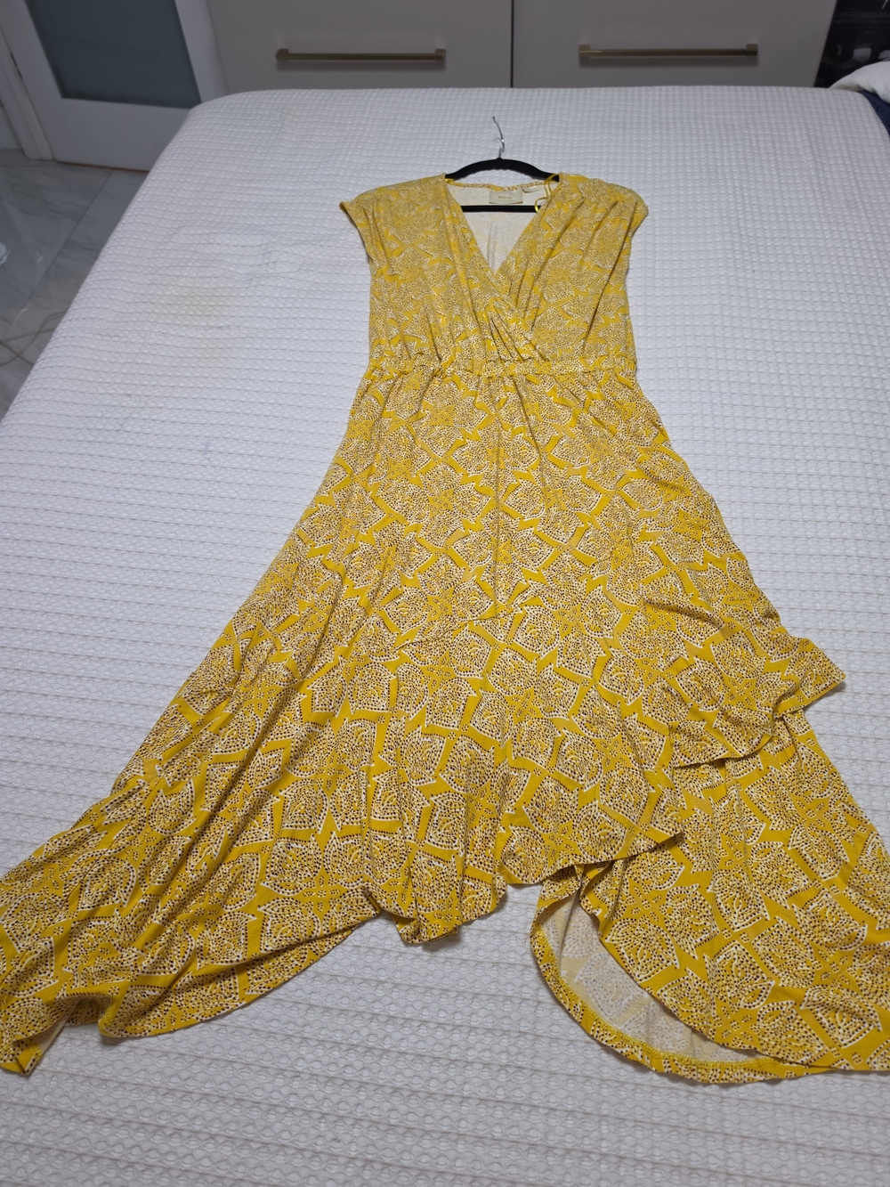 Anthropologie Yellow Printed Asymmetrical Maxi Dress - Picture 4 of 14